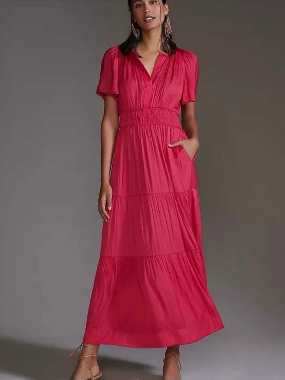 Anthropologie Sommerset Pink Silk Maxi Dress
